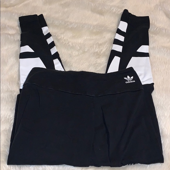 Adidas Large Logo Leggings size Small Blk/White - Picture 7 of 10